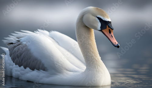 A elegant, graceful, and majestic swan on a calm day. AI Generated