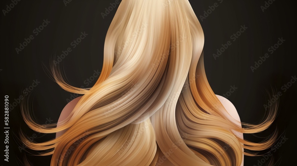 Beautiful long healthy and silky blond hair background with lot of copy space, Generative AI Beautiful long healthy and silky blond hair background with lot of copy space, Generative AI