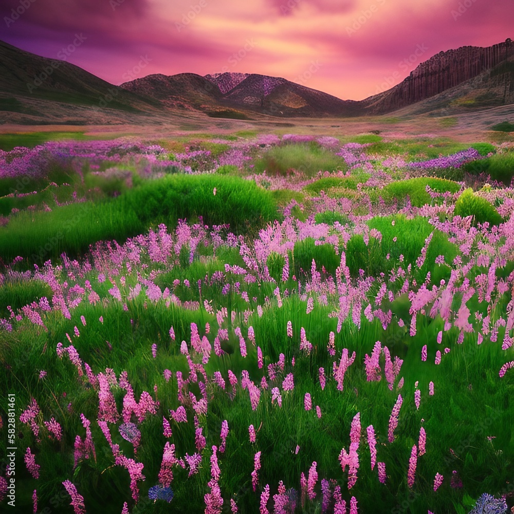 Obraz premium Mysterious realistic highly detailed western Spring Landscape That Inspires Wanderlust with depth k quality