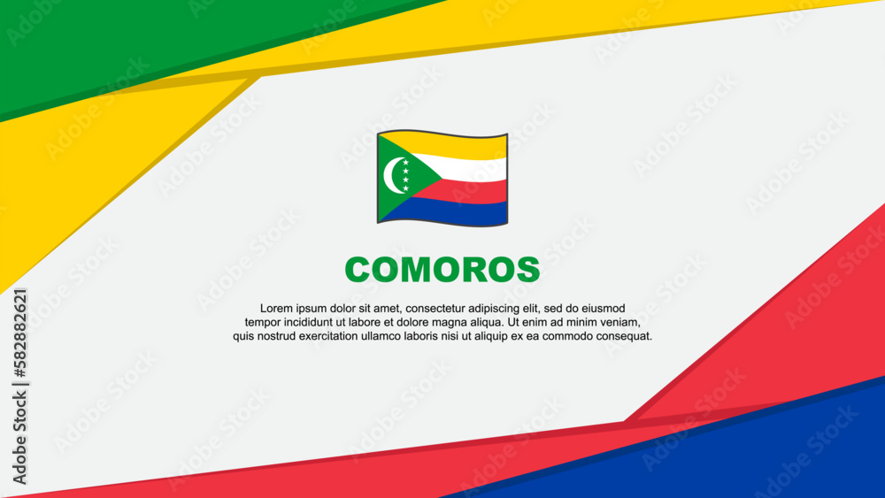 Fototapeta premium Comoros Flag Abstract Background Design Template. Comoros Independence Day Banner Cartoon Vector Illustration. Comoros
