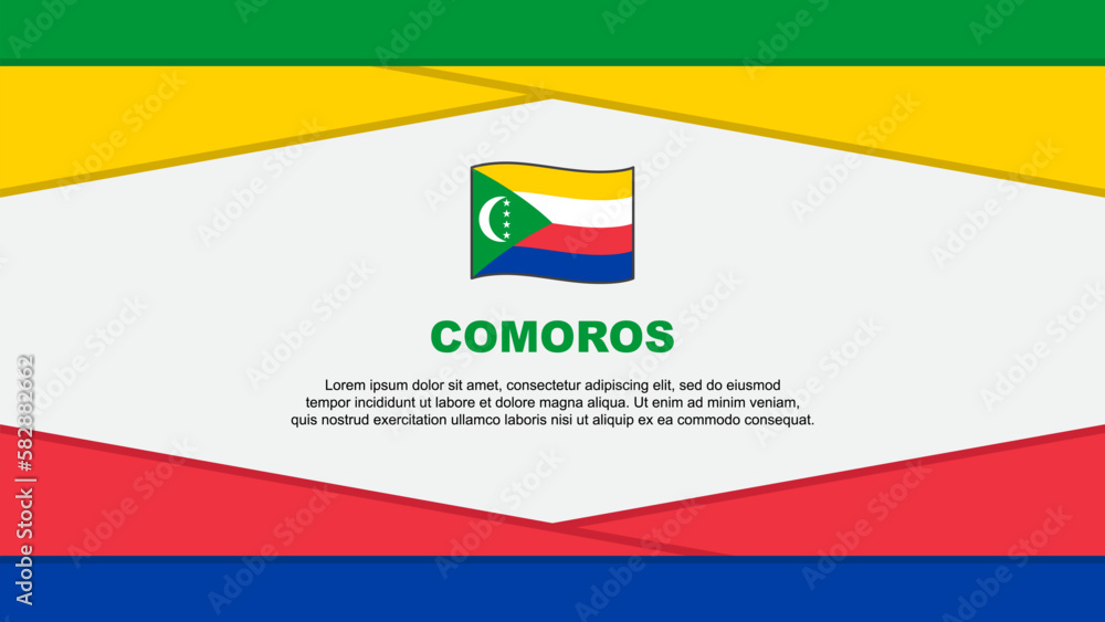 Comoros Flag Abstract Background Design Template. Comoros Independence Day Banner Cartoon Vector Illustration. Comoros Vector Comoros Flag Abstract Background Design Template. Comoros Independence Day Banner Cartoon Vector Illustration. Comoros Vector