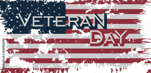 Unique design of USA circle grunge flag for country national veterans day celebration and commemoration photo