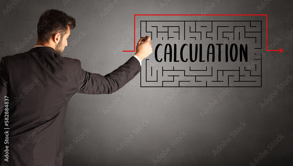businessman drawing maze concept businessman drawing maze concept