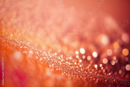 nAbstract Glitter Shiny Defocused Background in Coral Pink and Bright Orange - Perfect for Holiday Celebrations, Generative ai photo