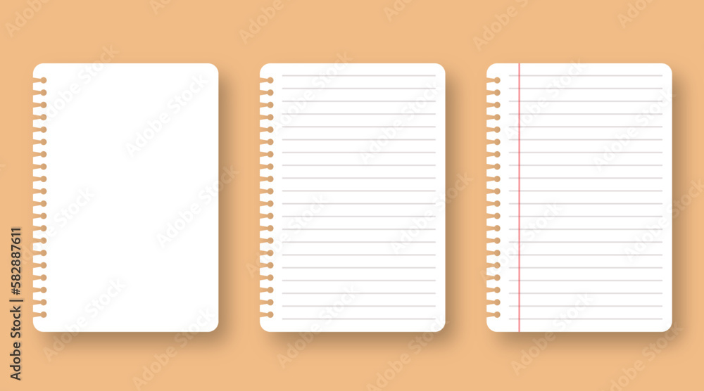 Realistic workbook paper sheets. Mockup sheets of paper torn from a notebook Realistic workbook paper sheets. Mockup sheets of paper torn from a notebook