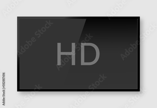  Realistic black HD television vector