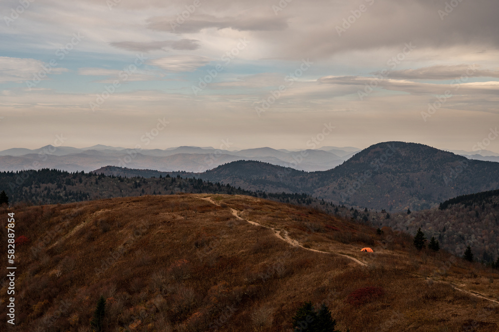 Orange Tent Along the Art Loeb Trail in North Carolina