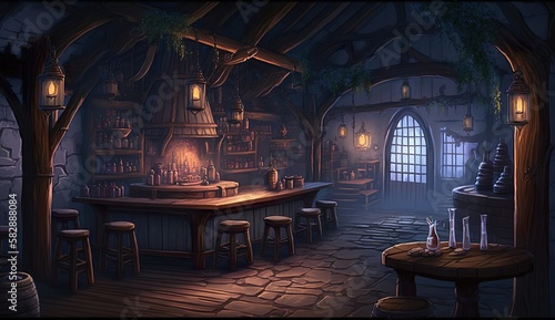 Generative AI  Fantasy Taverne  Mittelalterliche Taverne. Tavern  Fantasy Tavern medieval Tavern 