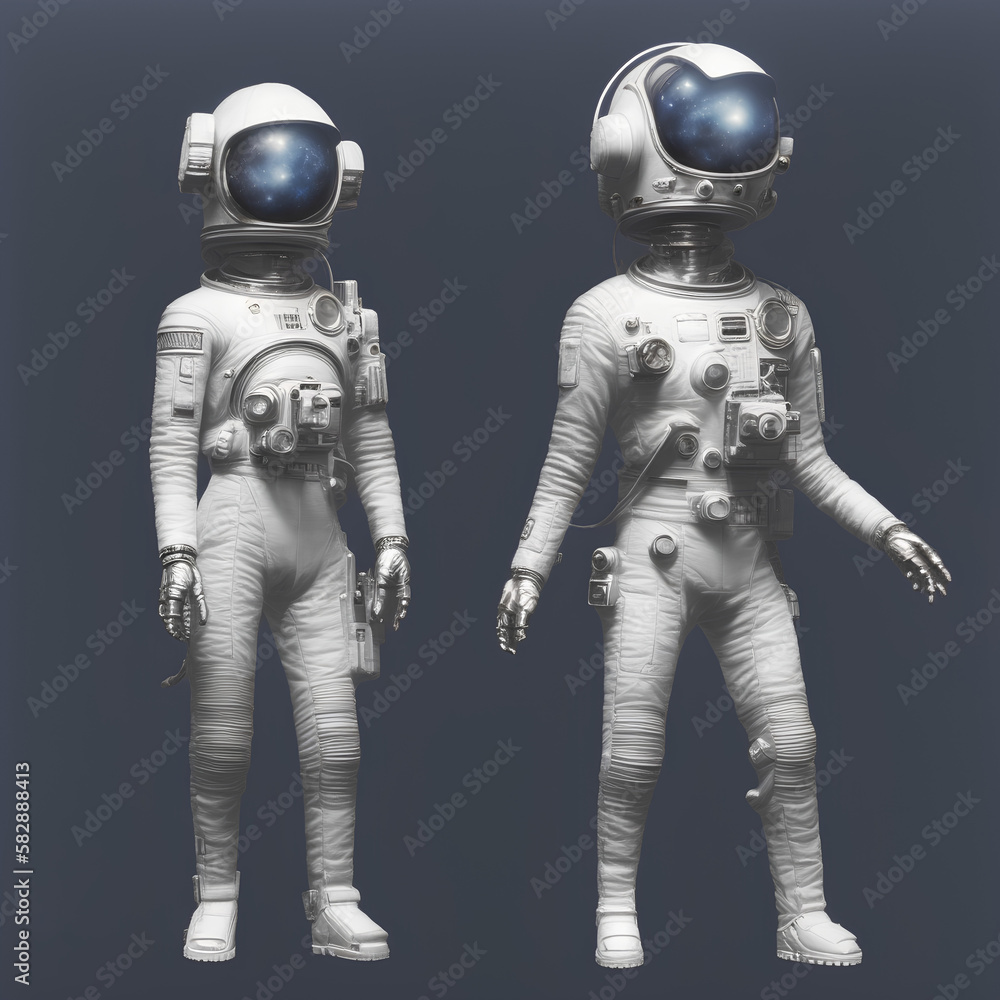 Fototapeta premium Two astronaut android