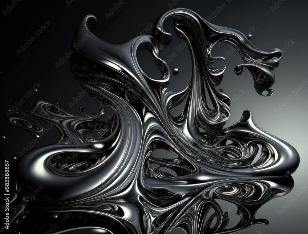 A metallic abstract wavy liquid background Generative AI technology
