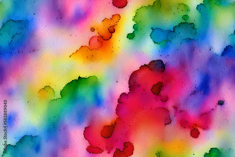 rainbow watercolor seamless pattern created using generative AI technology