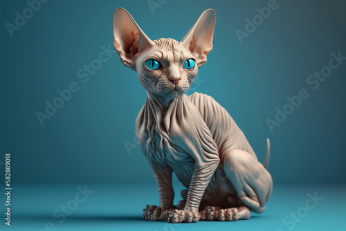 Cute fluffy sphynx cat photo