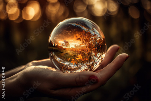 glass globe in hand