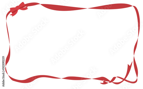 赤リボンねじれ交差角丸型フレーム