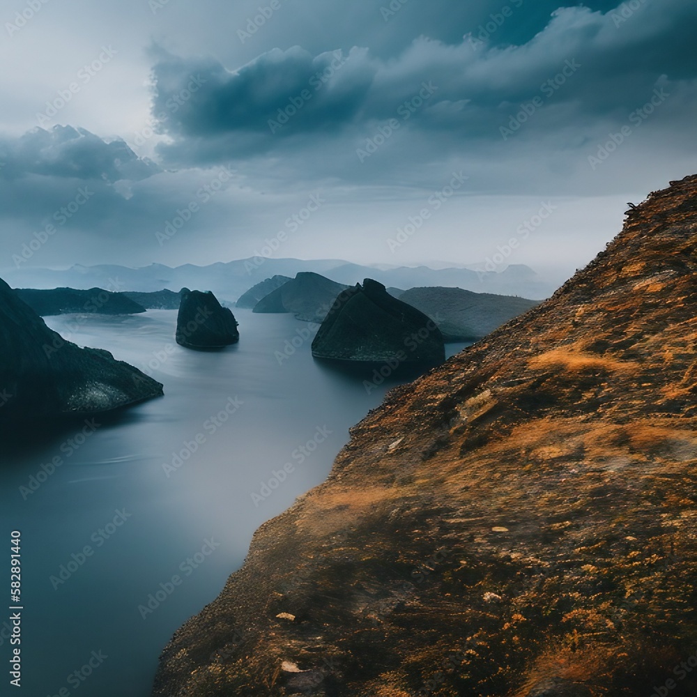 Fototapeta premium Mysterious realistic highly detailed Wonderous Landscape That Inspires Wanderlust with depth k quality