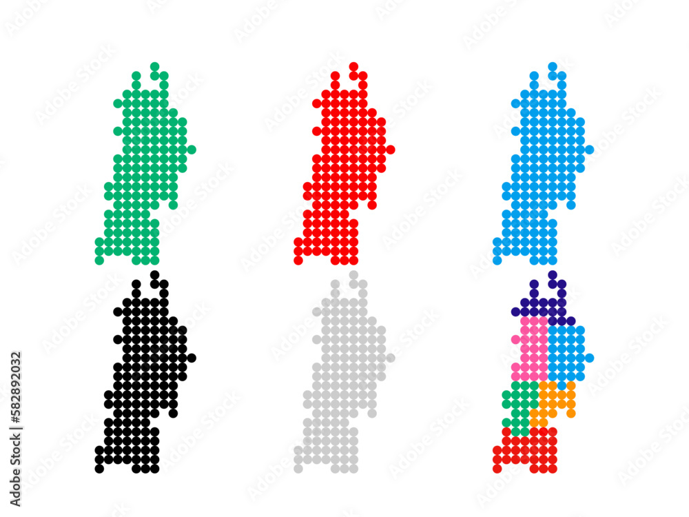 Fototapeta premium 東北地方 地図（ドット③）