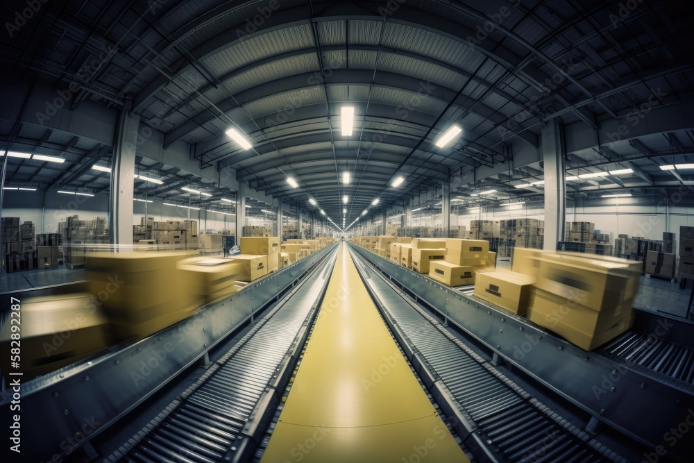 Illustration of a modern distribution center warehouse - Created with Generative ai Illustration of a modern distribution center warehouse - Created with Generative ai