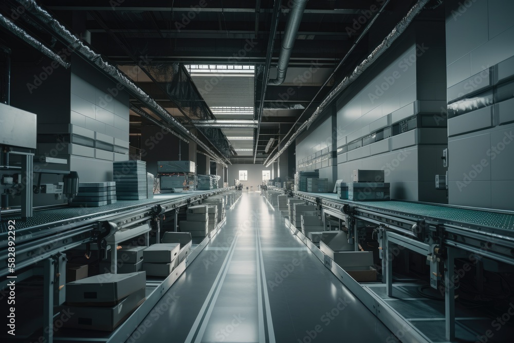 Illustration of a modern distribution center warehouse - Created with Generative ai Illustration of a modern distribution center warehouse - Created with Generative ai