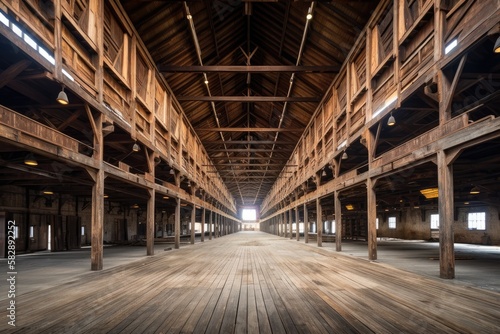Illustration of a wooden warehouse - Created with Generative ai photo