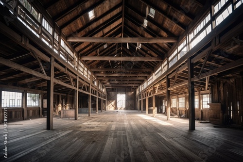 Wallpaper Mural Illustration of a wooden warehouse - Created with Generative ai Torontodigital.ca