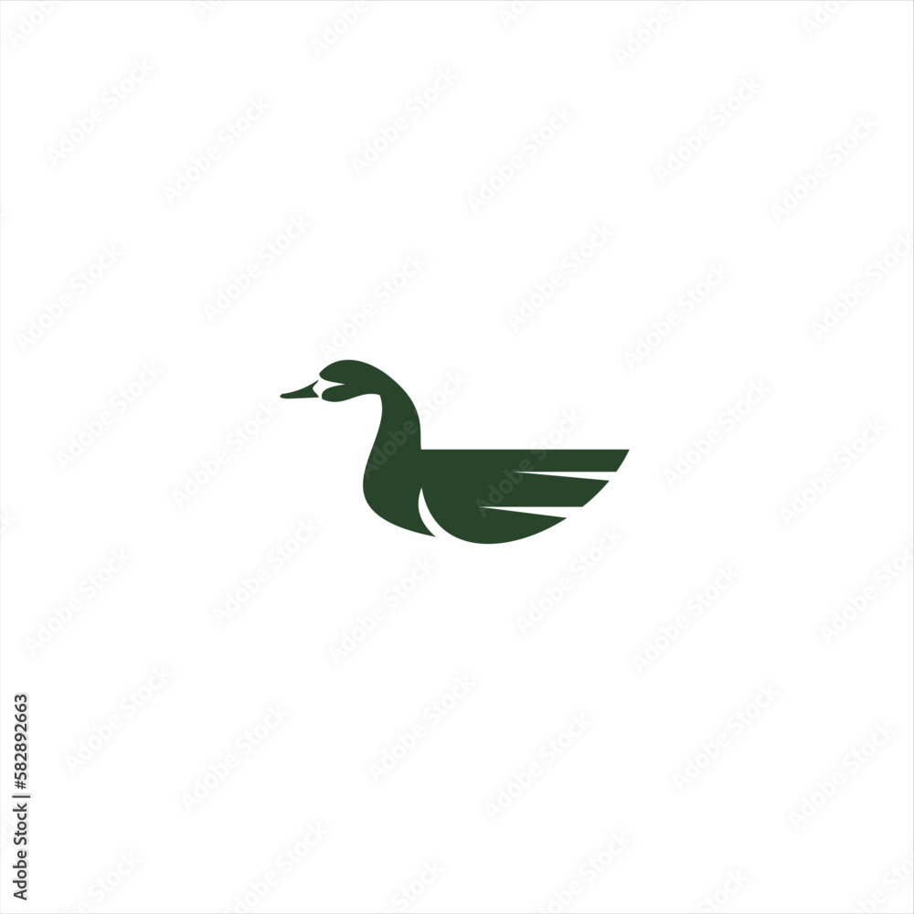 Obraz premium Creative, stylish and elegant duck logo. A logo that looks cheerful, elegant but still modern and professional in calligraphy style.