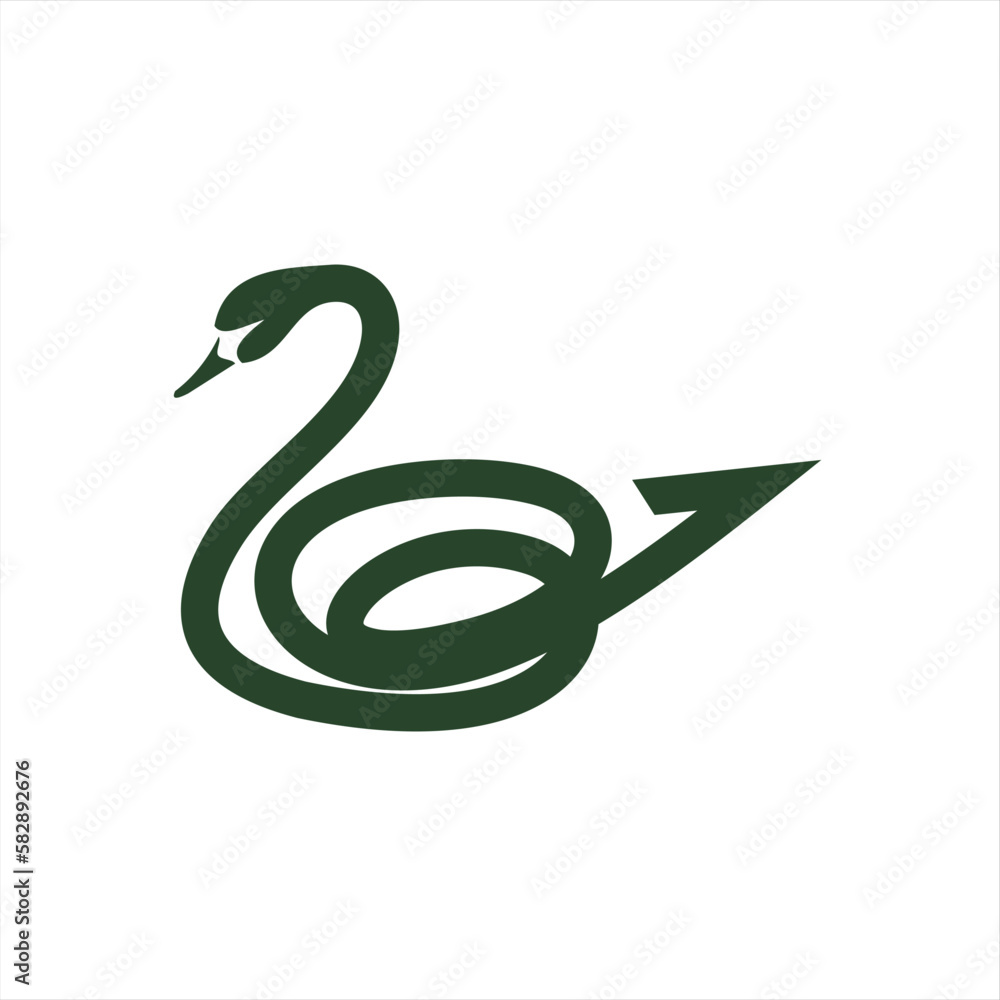 Fototapeta premium Creative, stylish and elegant duck logo. A logo that looks cheerful, elegant but still modern and professional in calligraphy style.