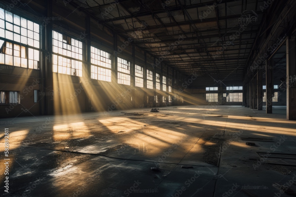 Illustration of a empty concrete warehouse - Created with Generative ai Illustration of a empty concrete warehouse - Created with Generative ai