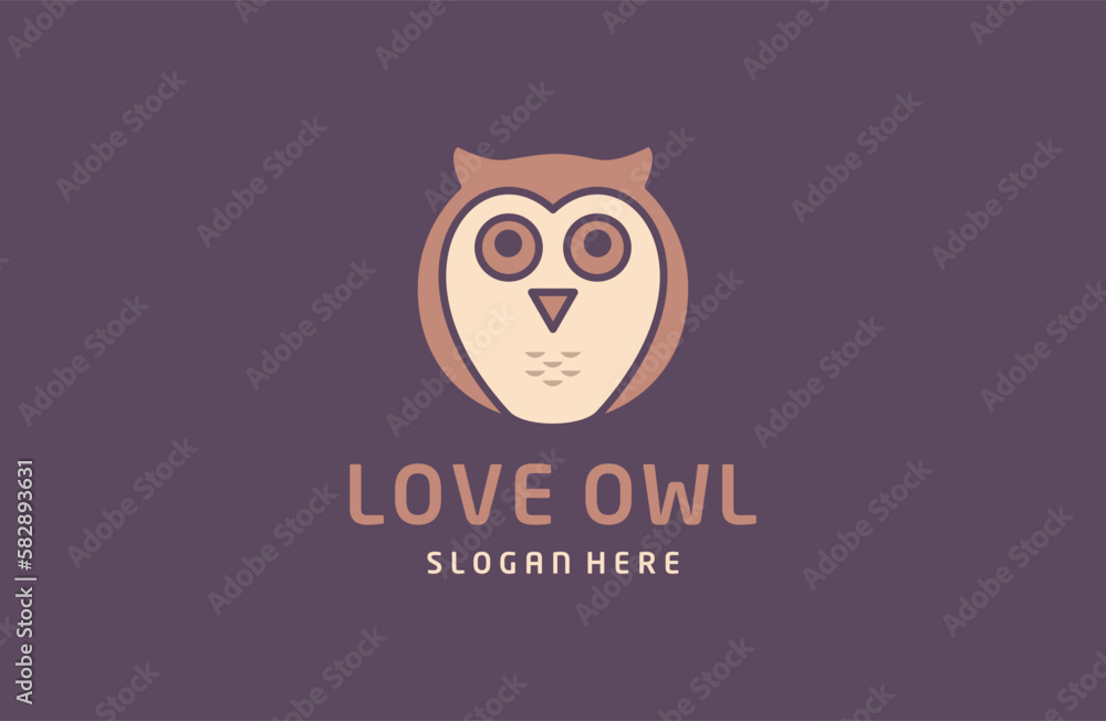 Owl Love logo illustration. owl logo icon .