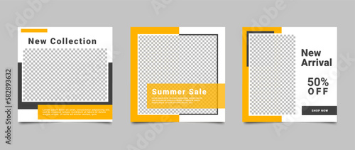 Editable social media post banner template. Modern fashion sale promotion square banner design. Social media posts and web ads. Vector illustration