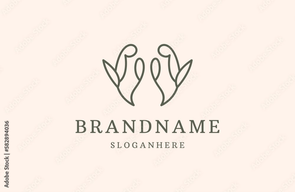 Letter w botanical logo abstract icon template luxury design . Letter w botanical logo abstract icon template luxury design .