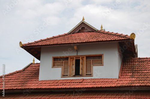 Traditional tiled roof house in Kerala, India