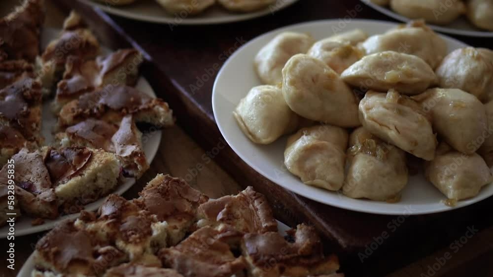 Dish. Vareniki with potatoes and fried onions. Dish. Vareniki with potatoes and fried onions.