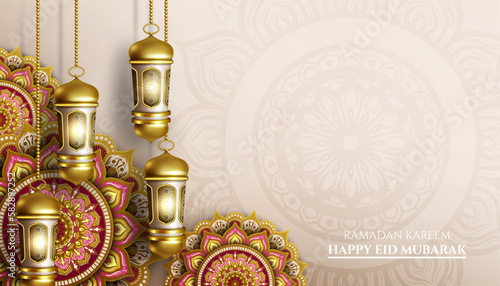 luxury islamic greetings ramadan kareem card design template