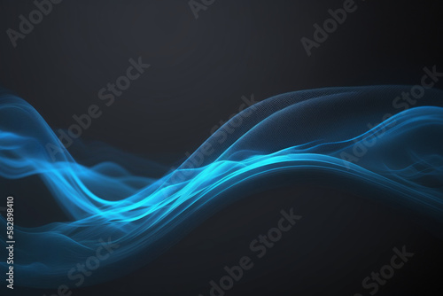 Blue wavy light streak background, Generative AI 