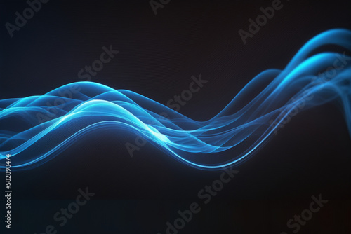 Blue wavy light streak background, Generative AI	