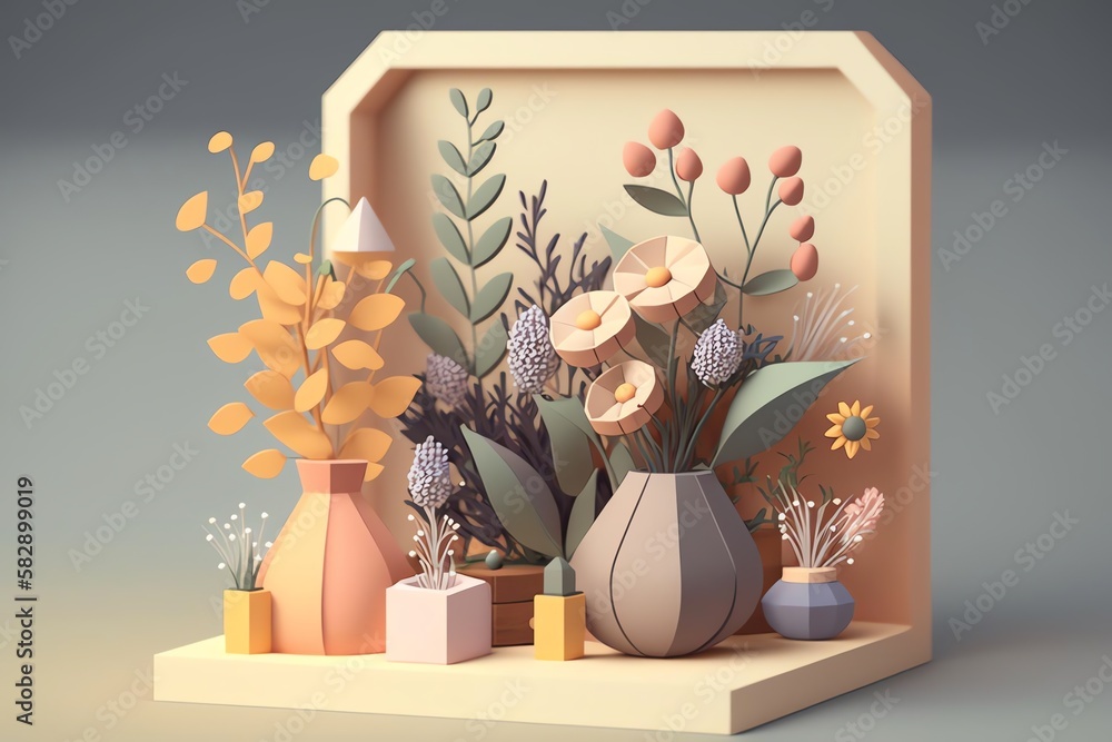 3D Florist Avatar with Exquisite Detailing and Soft Pastel Coloring in Cartoon Style - obrazy, fototapety, plakaty 
