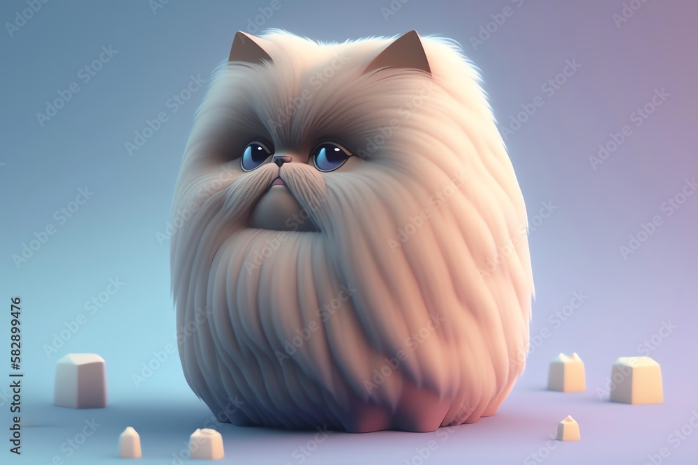 3D Himalayan cat Avatar with Exquisite Detailing and Soft Pastel Coloring in Cartoon Style - obrazy, fototapety, plakaty 