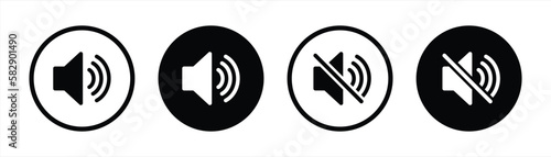 sound icon set. volume icon. speaker icon symbol sign collections. sound mute and unmute icon flat, vector illustration