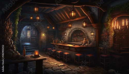 Generative AI  fantasy Tavern  medieval Tavern  medieval building  fantasy Taverne  mittelalterliche Taverne  mittelalterliche Geb  ude.