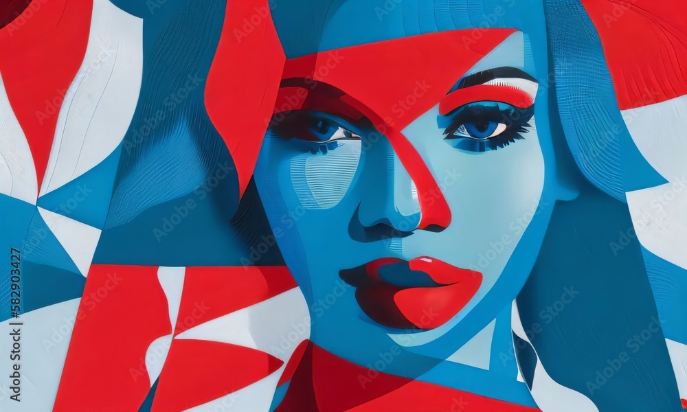 Red White and Blue Pop Art Illustration Paper Art Patriotic Woman Generative Ai Illustration Red White and Blue Pop Art Illustration Paper Art Patriotic Woman Generative Ai Illustration