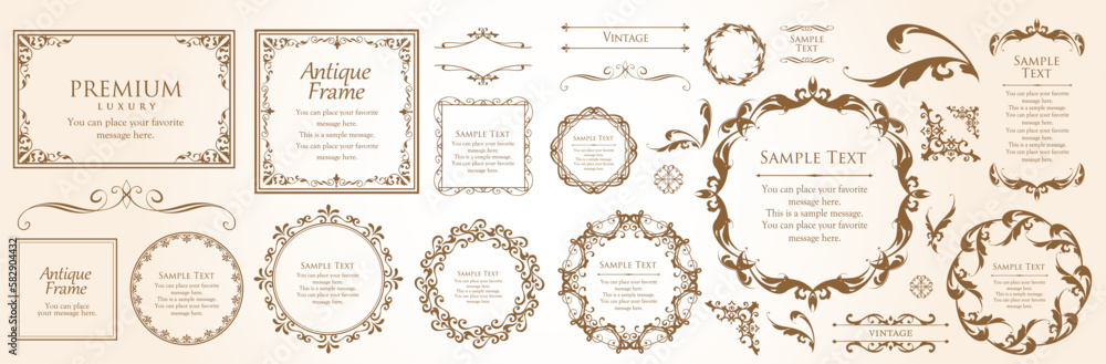 Fashionable frame. Design template. A set of gorgeous foreheads.
Fashionable frame. Design template. A set of gorgeous foreheads.