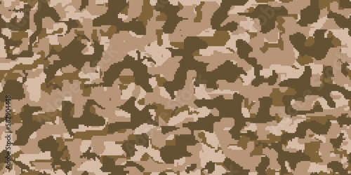 Pixel military camouflage seamless pattern. Forest green. Commando clothing material, military fabric print, masking khaki or soldier combat defense camo vector pattern, army force uniform camouflage