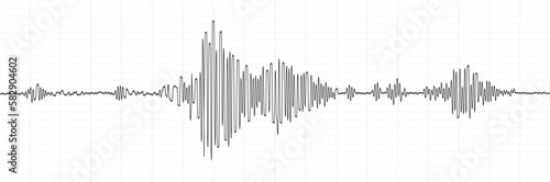 Earthquake seismograph wave. Tectonic activity, ground vibration or earthquake amplitude measuring diagram, tsunami nature disaster detecting vector graph with seismometer wave line photo