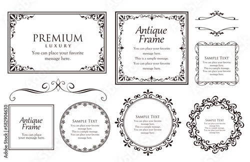 Fashionable frame. Design template. A set of gorgeous foreheads.
