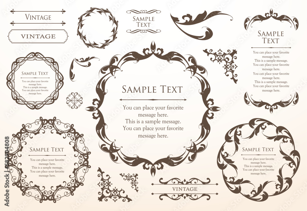 Fashionable frame. Design template. A set of gorgeous foreheads.
Fashionable frame. Design template. A set of gorgeous foreheads.