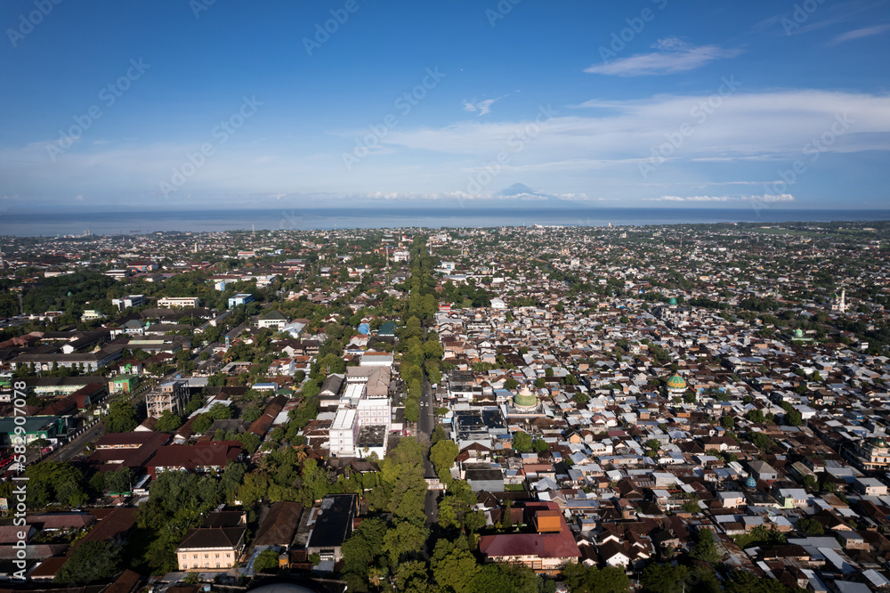 daylight Mataram city aerial view