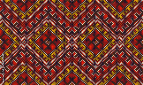 Aztec peruvian mexican knit pattern, ethnic sweater ornament. Aztec wool carpet geometric background, African embroidery fabric backdrop or peruvian textile pattern. Native American clothing ornament