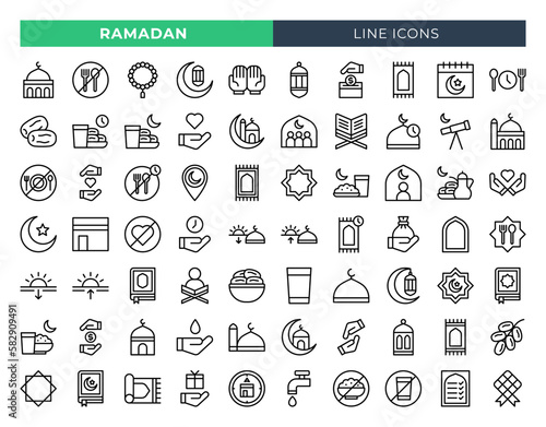 Ramadan line icons set. Vector line icons.
