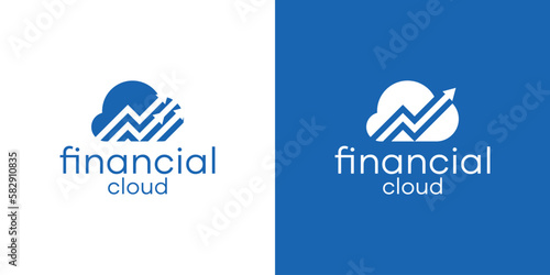 cloud and arrow grow financial logo design icon vector illustration