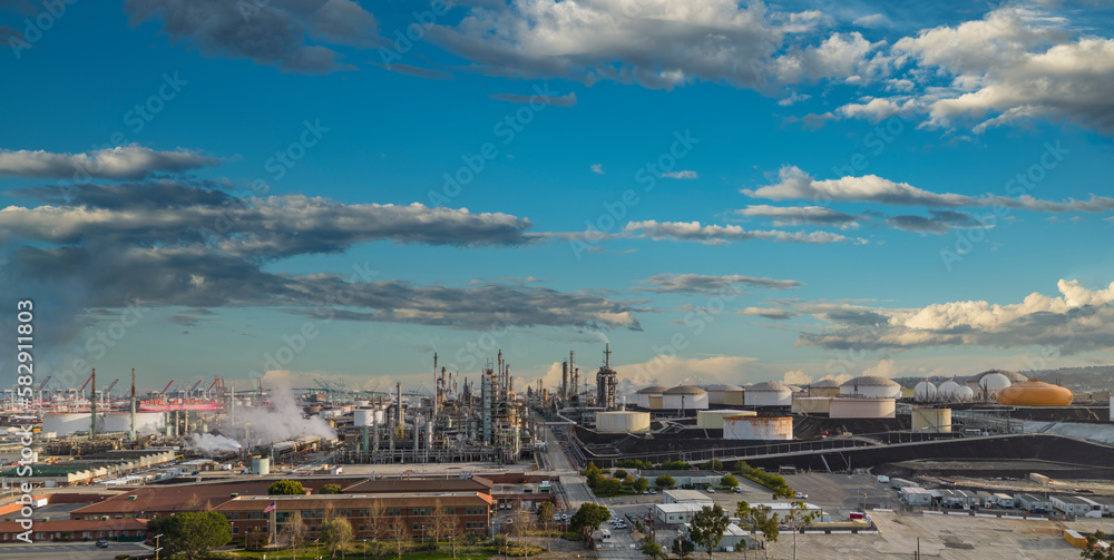 Oil Refinery with a cloudscape in the background